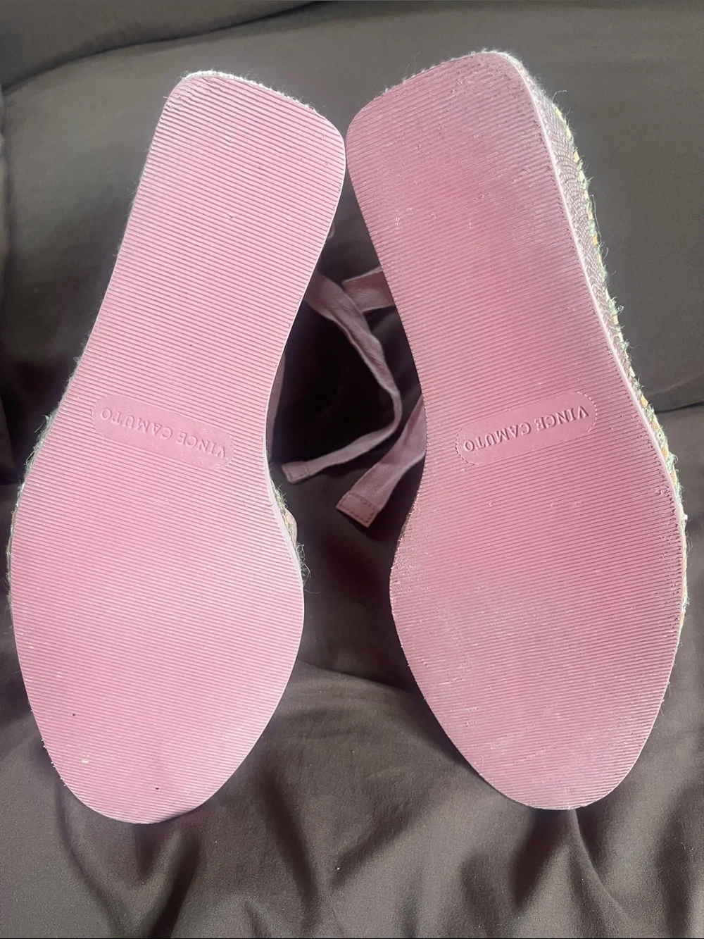 Vince Camuto Pink Suede Espadrille Sandals with Ankle Tie